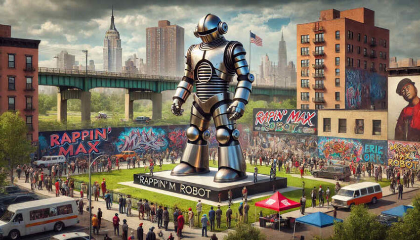 Hip Hop Museum Unveils 18-Foot ‘Rappin’ Max Robot’ Sculpture In Bronx