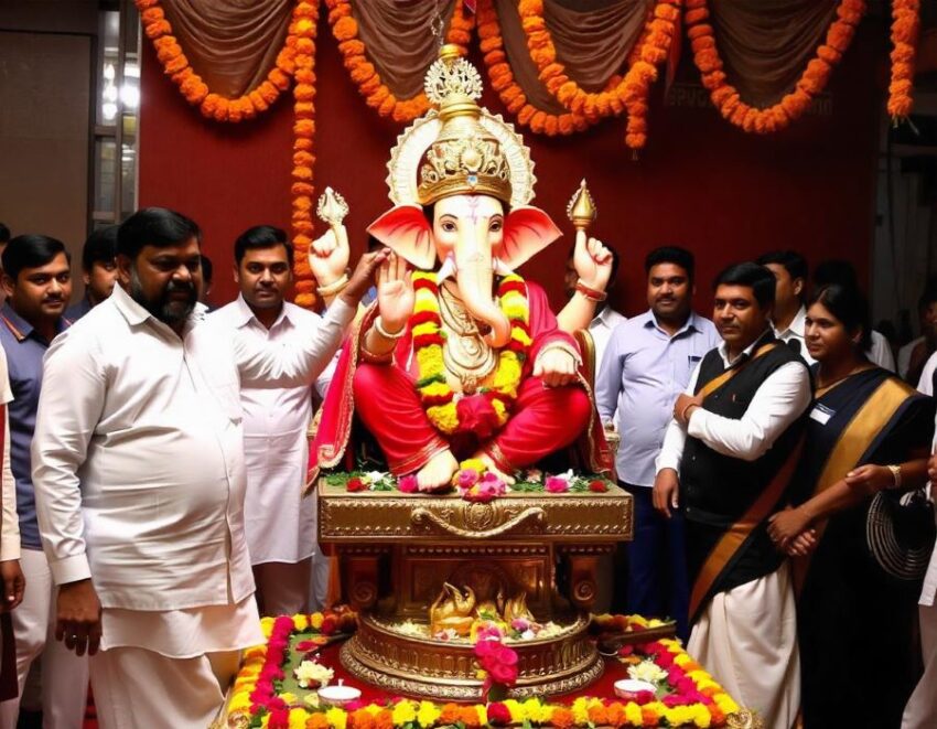 Maharashtra CM And Key Leaders Celebrate Ganesh Chaturthi With Grand Welcome