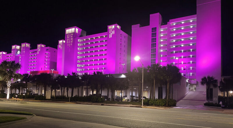 Crown Reef Beach Resort and Waterpark Lights Up in Pink for Breast Cancer Awareness Month