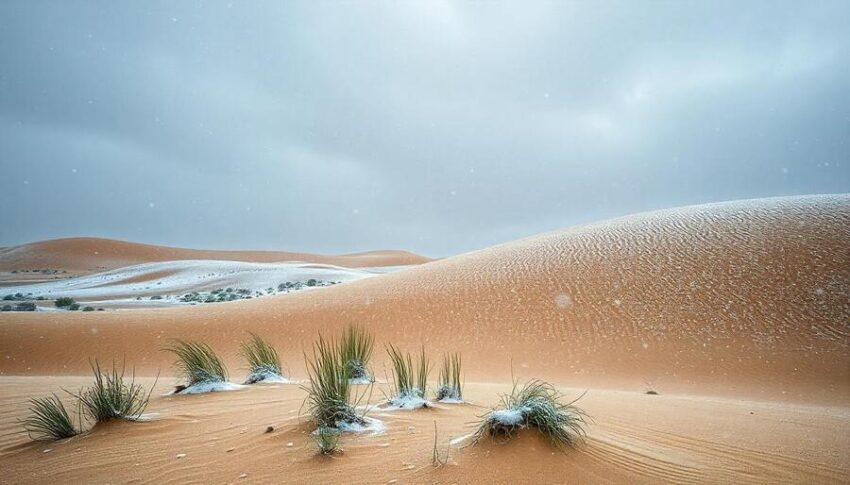 A Rare Snowfall in Al-Jawf Turns Saudi Arabia’s Desert Into a Traveler Dream